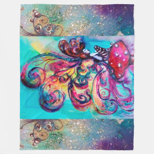 KLEINE ELF DER MUSHÖME Pink Blue Fantasy Fleecedecke (Vorderseite)