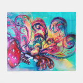 KLEINE ELF DER MUSHÖME Pink Blue Fantasy Fleecedecke (Vorderseite (Horizontal))