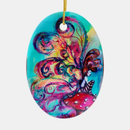 KLEINE ELF DER MUSHÖME VIBRANT RED RUBY KERAMIKORNAMENT (Vorne)