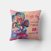 KLEINE ELF-MUSCHRÄUME BABY SHOWER Baby Birth Stats Kissen (Rückseite)