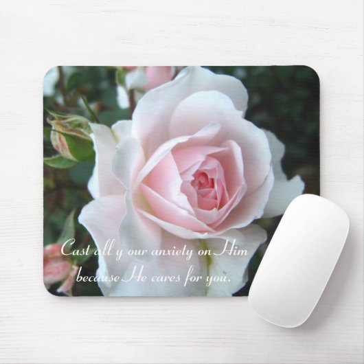 Kleine empfindliche rosa Rose Mousepad (Mit Mouse)