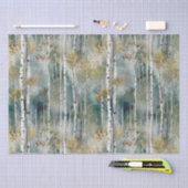 Kleine endlose Birkenbaum-Traumlandschaft in Nebel Seidenpapier (Handwerk)