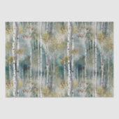 Kleine endlose Birkenbaum-Traumlandschaft in Nebel Seidenpapier (Vorderseite)