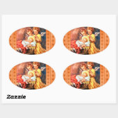 Kleine Engel am Rande Ovaler Aufkleber (Blatt)