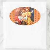 Kleine Engel am Rande Ovaler Aufkleber (Tasche)