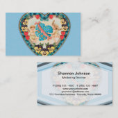 Kleine Engel mit Herz-Blau-Hintergrund Visitenkarte (Vorne/Hinten)