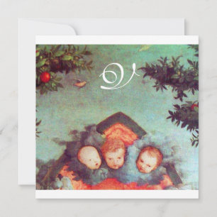 KLEINE ENGEL-MONOGRAMM helles Antikblau Rosa Einladung