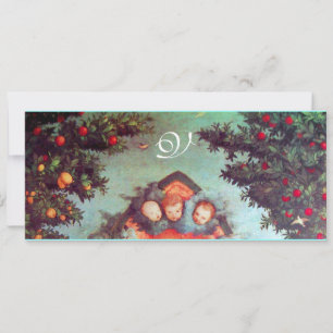 KLEINE ENGEL-MONOGRAMM helles Antikblau Rosa Einladung