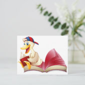 Kleine Ente beim Lesen eines Buches Postkarte (Stehend Vorderseite)