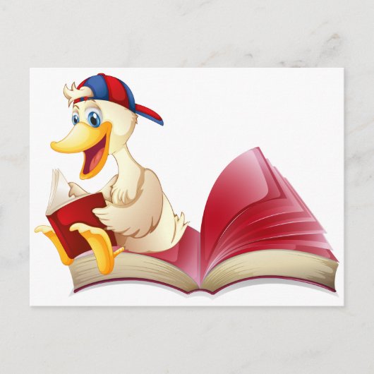 Kleine Ente beim Lesen eines Buches Postkarte (Vorderseite)