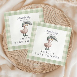 Kleine Ente Grün Geschlechtsneutrale Babyparty Serviette