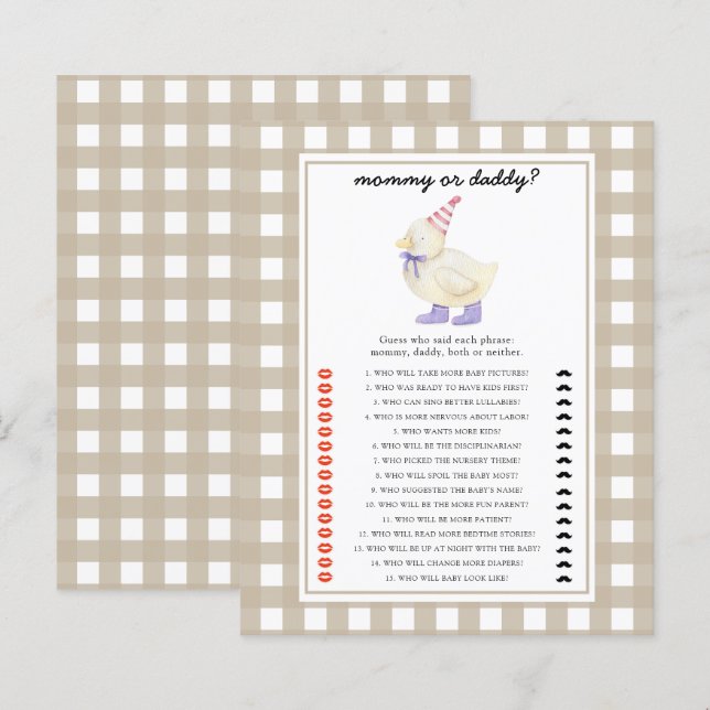 Kleine Ente - Mama oder Papa-Baby-Duschgame (Vorne/Hinten)