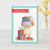 Kleine Ente mit den Geschenken Personalisiert Urla Karte (Gelbe Blume)