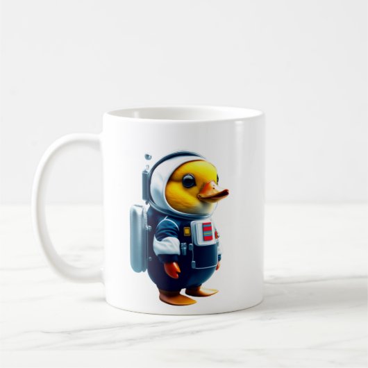 kleine Ente mit einem Astronauten-Anzug Kaffeetasse (Links)