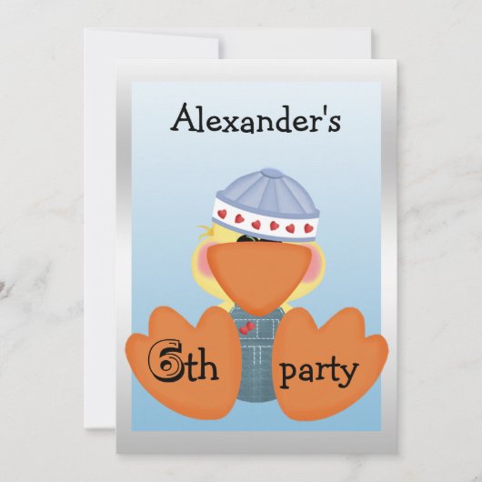 Kleine Enten, Liebe Herz & Boote 6. Geburtstag Einladung (Vorderseite)