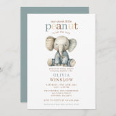 Kleine Erdnuss auf dem Weg Elefantendusche Einladung (Vorne/Hinten)