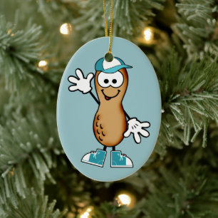 Kleine Erdnuss (Blau) Keramikornament