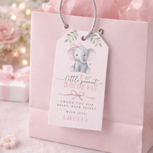 Kleine Erdnuss Elefant Rosa Babyparty Geschenkanhänger