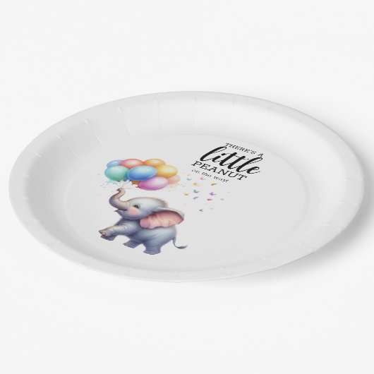 Kleine Erdnussbaby-Elefantendusche Pappteller (Schrägansicht)