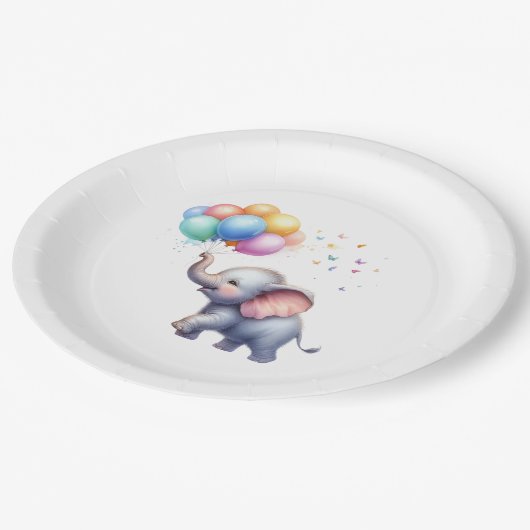 Kleine Erdnussbaby-Elefantendusche Pappteller (Schrägansicht)