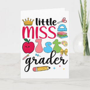 Kleine Erstklässlerin Erster Schultag Erste Klasse Karte