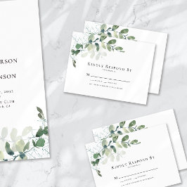 Kleine Eukalyptus Greenerity Wedding RSVP Card Mitteilungskarte