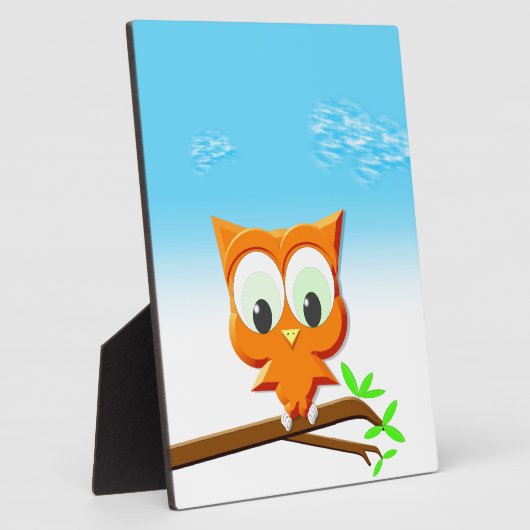 Kleine Eule auf einer Zweige Fotoplatte (Seite)