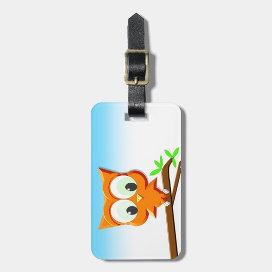 Kleine Eule auf einer Zweige Gepäckanhänger (Vorderseite vertikal)
