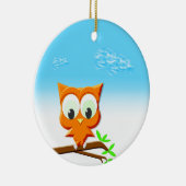 Kleine Eule auf einer Zweige Keramik Ornament (Rechts)