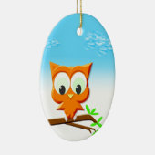 Kleine Eule auf einer Zweige Keramikornament (Rechts)