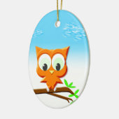 Kleine Eule auf einer Zweige Keramikornament (Links)