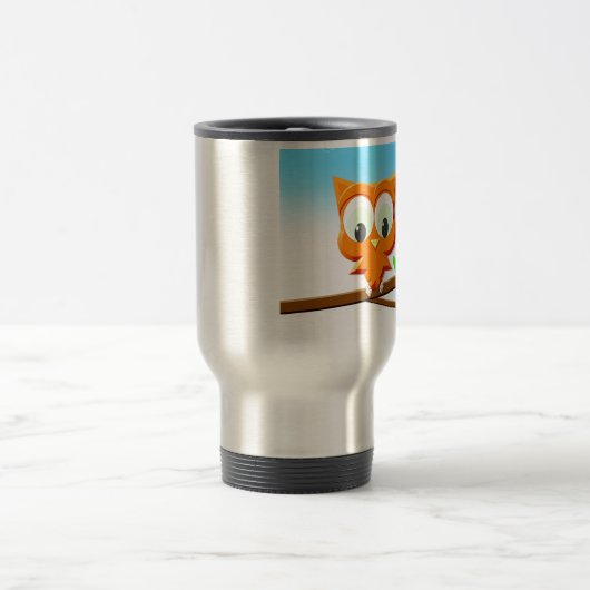 Kleine Eule auf einer Zweige Reisebecher (Mittel)