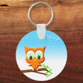 Kleine Eule auf einer Zweige Schlüsselanhänger (Vorderseite)