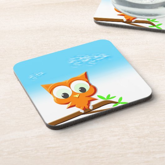 Kleine Eule auf einer Zweige Untersetzer (Linke Seite)