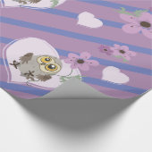 Kleine Eule Herz & Blume Geschenkpapier (Ecke)