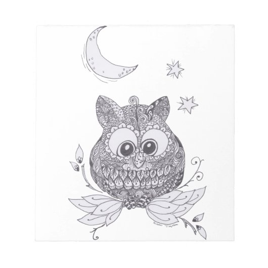 Kleine Eule mit Mond Notizblock (Vorderseite)