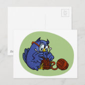 Kleine Eule strickt einen Schal Postkarte (Vorne/Hinten)