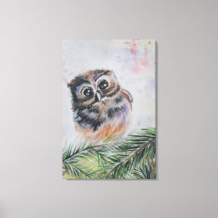 Kleine Eulenleinwanddruck - Aquarellmalerei Leinwanddruck