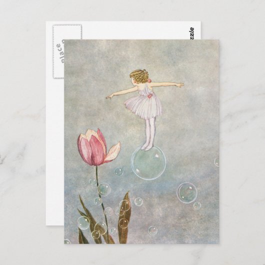 Kleine Fairy auf eine Blase Postkarte (Vorne/Hinten)
