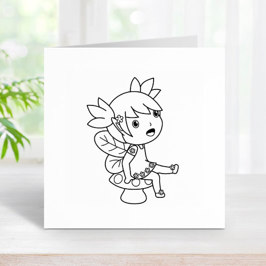 Kleine Fairy auf einem Toadstool Gummistempel