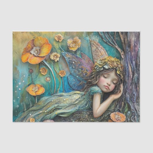 KLEINE FAIRY DREAMING DECOUPAGE SEIDENPAPIER (Vorderseite)