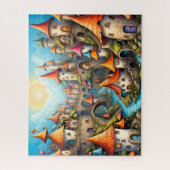 kleine Fantasy-Märchenstadt Puzzle (Vertikal)