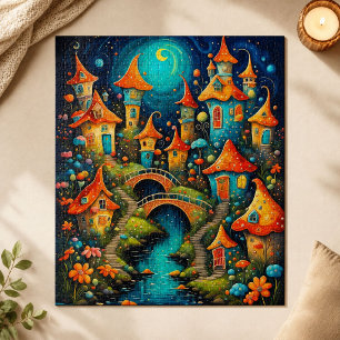 kleine Fantasy-Märchenstadt Puzzle