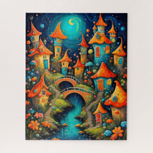 kleine Fantasy-Märchenstadt Puzzle