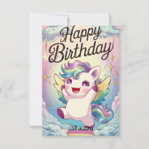 Kleine farbenfrohe Einhorn Geburtstag Karte