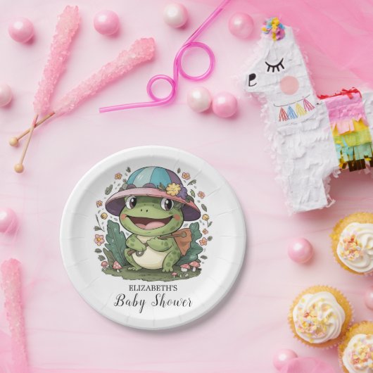 Kleine farbenfrohe Frog Baby Dusche Pappteller (Party)