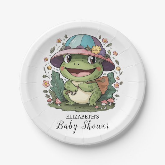Kleine farbenfrohe Frog Baby Dusche Pappteller (Vorderseite)