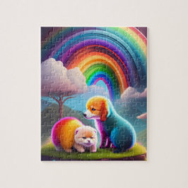 Kleine farbenfrohe Hunde im Maguc-Wald Puzzle