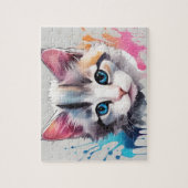 Kleine farbenfrohe Niedliche Katze Puzzle (Vertikal)