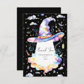 Kleine farbenfrohe Wizard Hat Baby Dusche Dankeskarte (Vorne/Hinten)